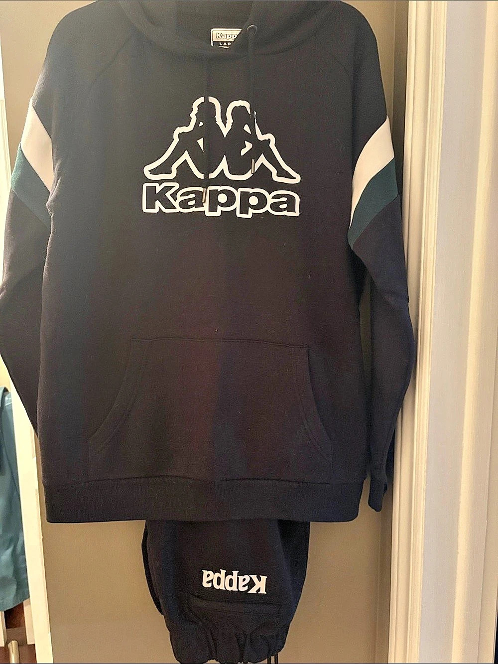 Kappa Color Block Hoodie in Black & White Size Large Like New